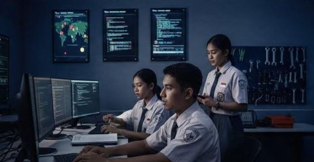 Ilustrasi kelas skill keamanan siber dan AI